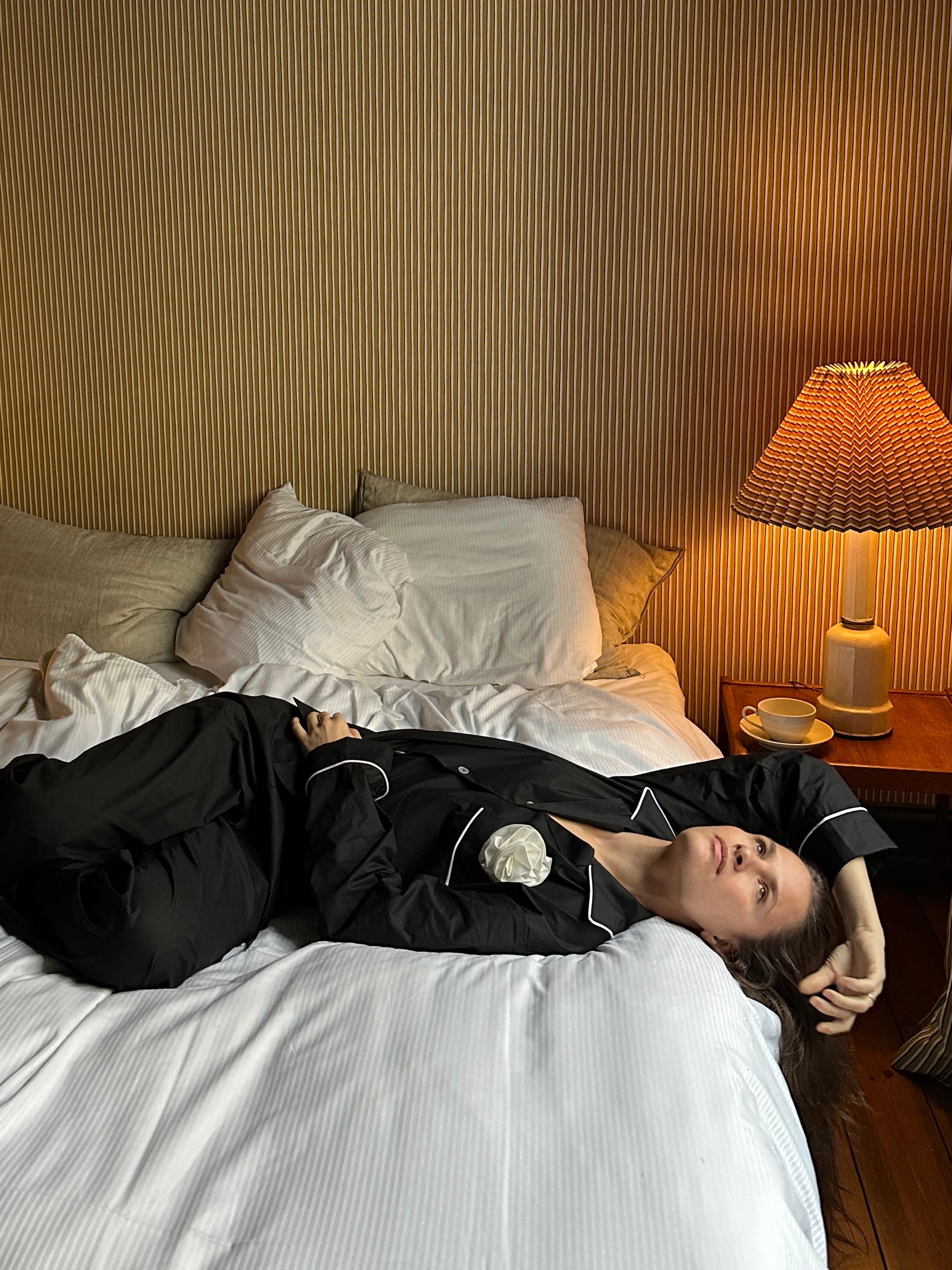 The Rose Cotton Pajama Set in Black