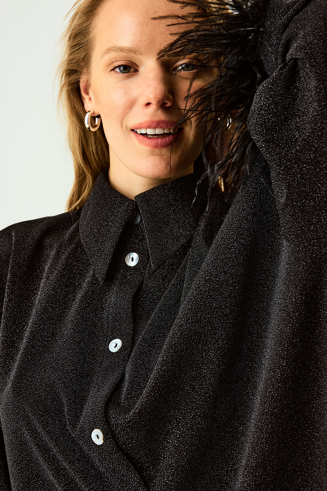 Cosmos Oversized Metallic Jersey Pajama Set in Black