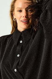 Cosmos Oversized Metallic Jersey Pajama Set in Black