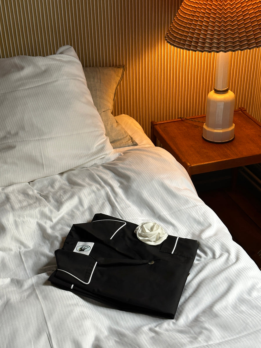 The Rose Cotton Pajama Set in Black