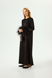Suzi Maxi Dress with Detachable Feathers in Black