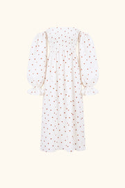 Atlanta Linen Dress with Hair Ribbon in Strawberries