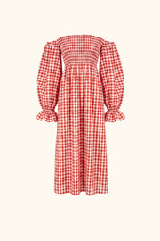 Atlanta Linen Dress in Red Vichy