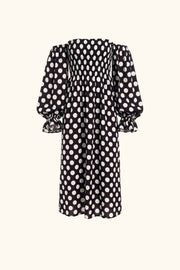 Atlanta Dress with Hair Ribbon in Black and white polka dot