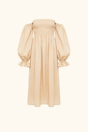 Atlanta Linen Dress with Hair Ribbon in Beige