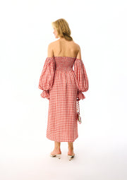 Atlanta Linen Dress in Red Vichy