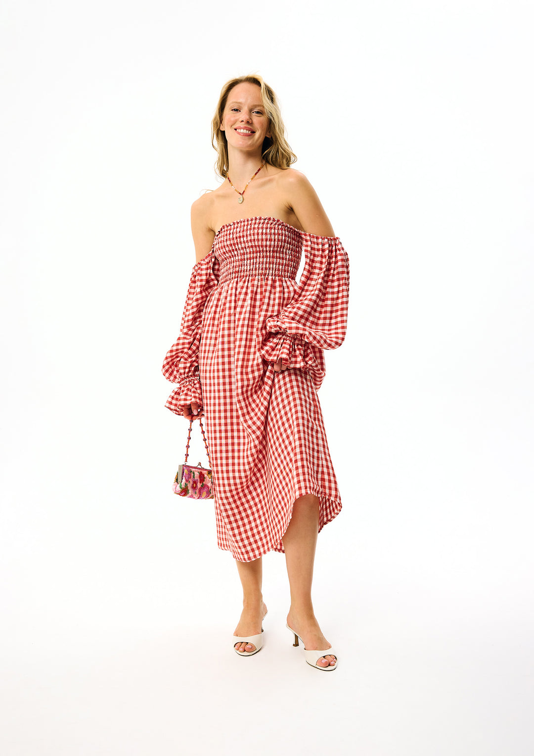 Atlanta Linen Dress in Red Vichy
