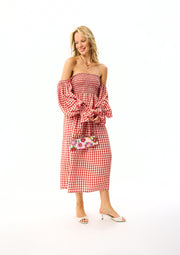 Atlanta Linen Dress in Red Vichy