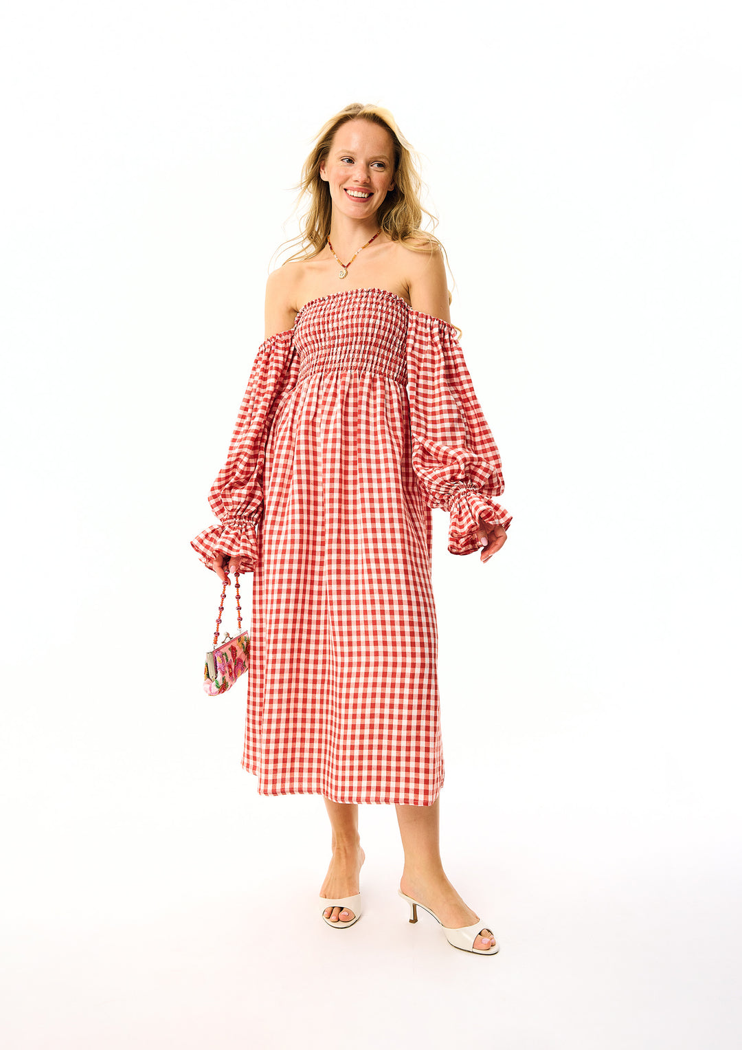 Atlanta Linen Dress in Red Vichy