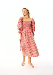 Atlanta Linen Dress in Red Vichy