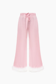 Bisou Bisou Pants with Feathers in Pink
