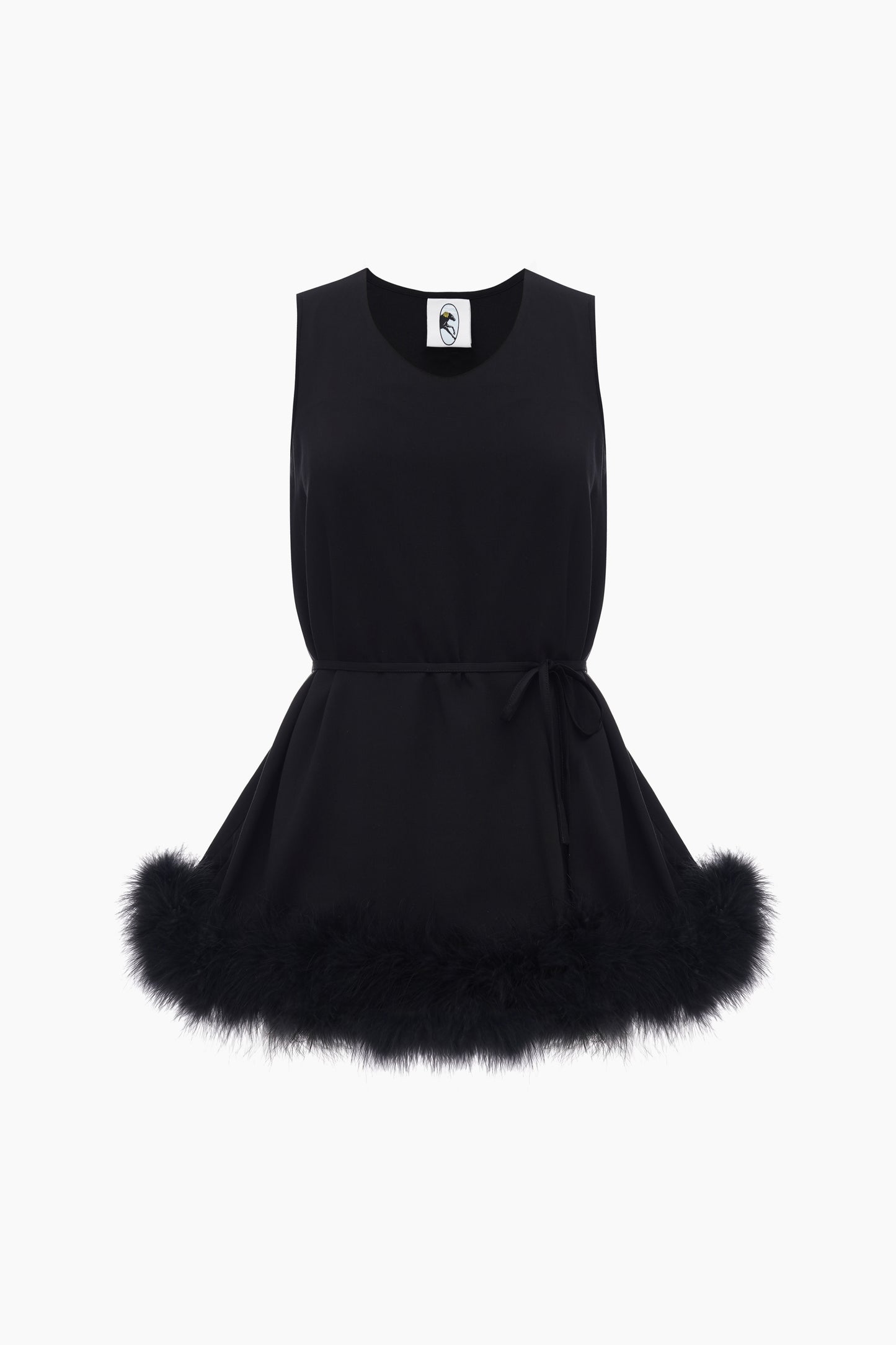 Bisou Bisou Top with Feathers in Black