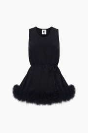 Bisou Bisou Top with Feathers in Black