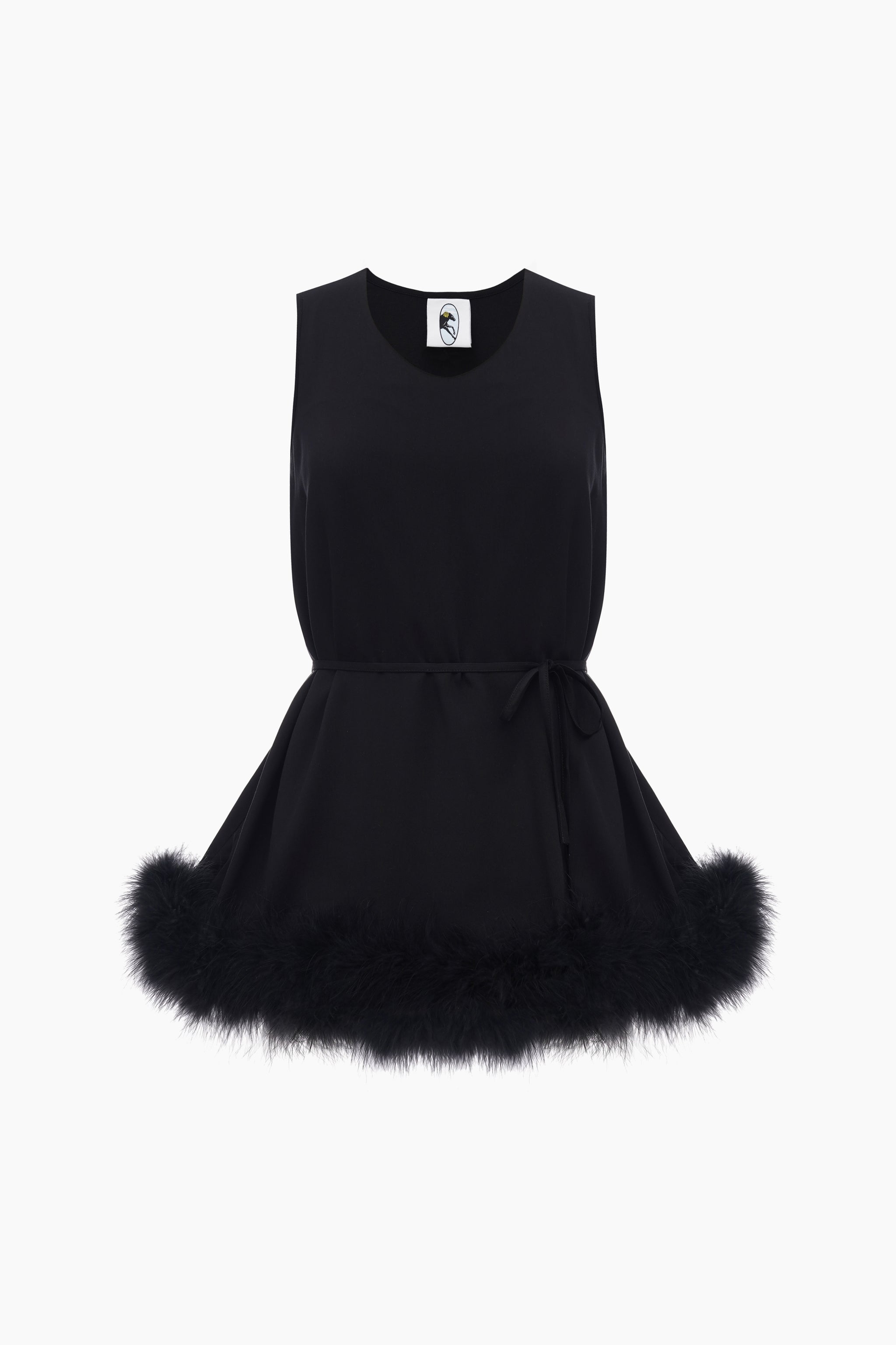 Bisou Bisou Top with Feathers in Black