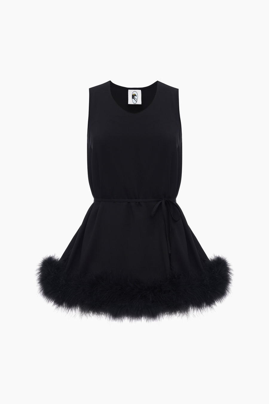 Bisou Bisou Top with Feathers in Black