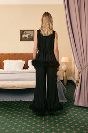 Bisou Bisou Top with Feathers in Black