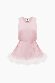 Bisou Bisou Top with Feathers in Pink