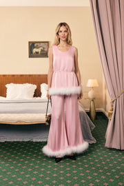 Bisou Bisou Top with Feathers in Pink