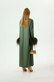 Suzi Maxi Dress with Detachable Feathers in Green