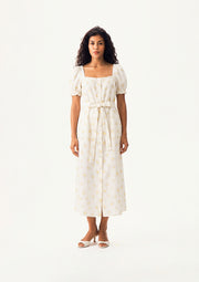Brigitte Linen Midi Dress in Daisies