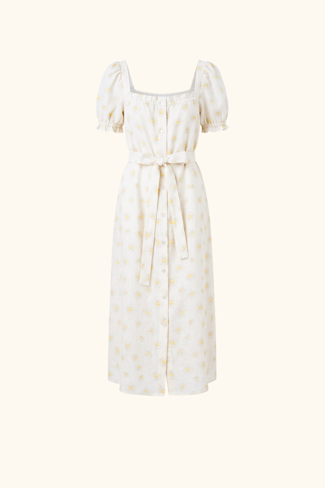 Brigitte Linen Midi Dress in Daisies