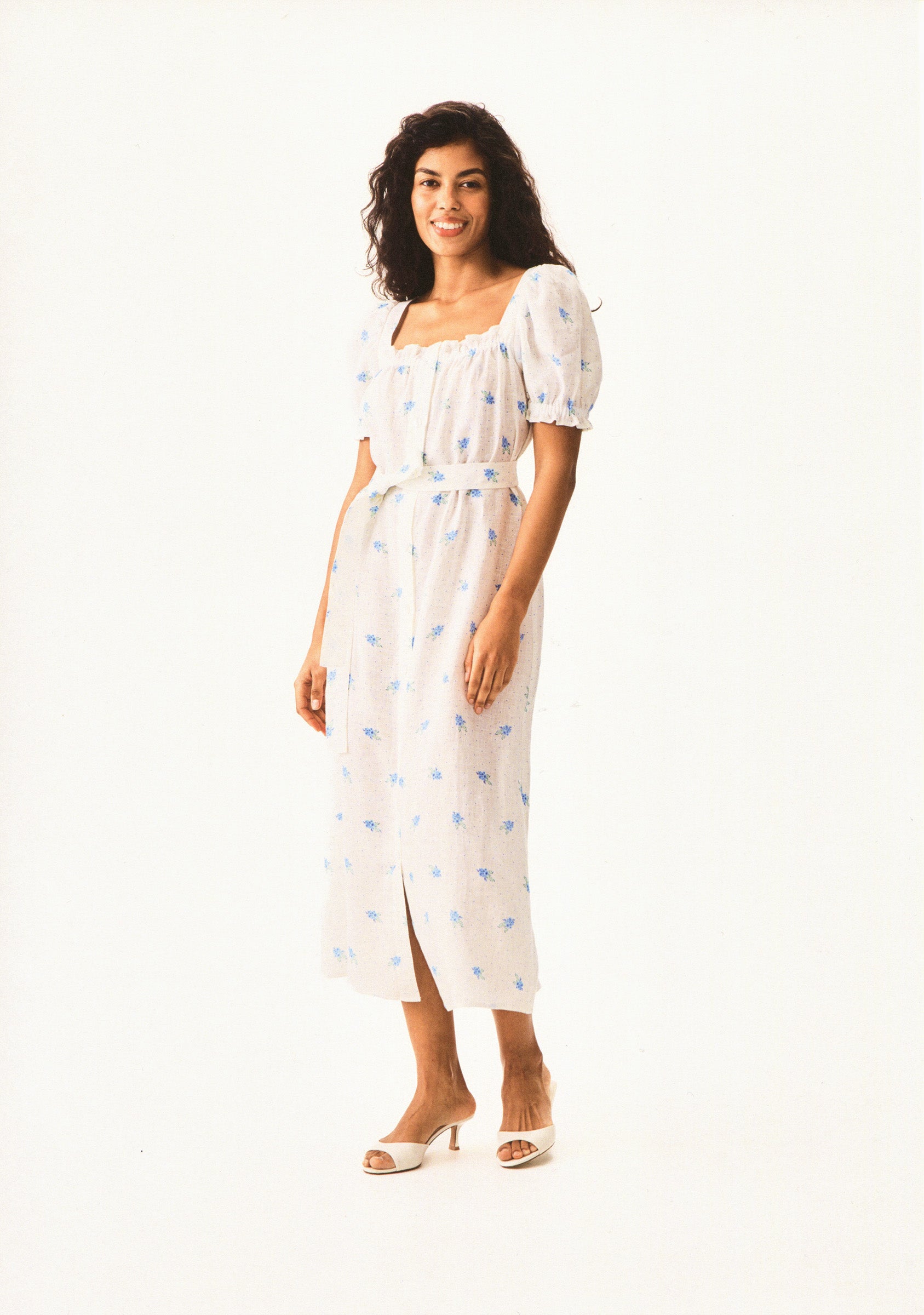 Brigitte Linen Midi Dress in Linum