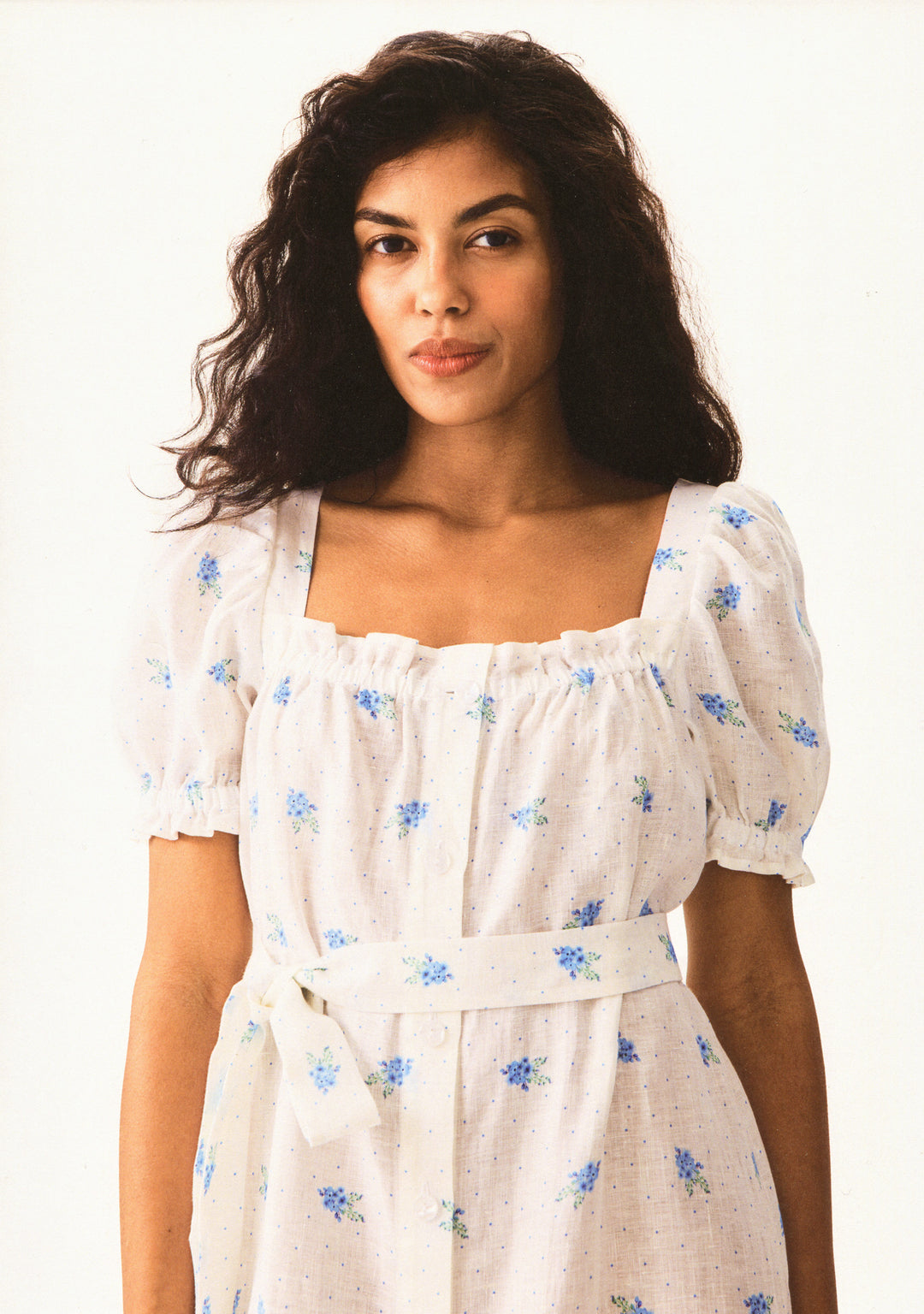 Brigitte Linen Midi Dress in Linum Brigitte Linen Midi Dress in Linum