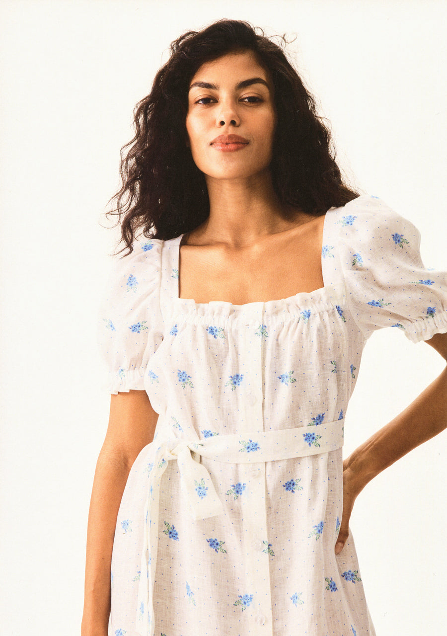 Brigitte Linen Midi Dress in Linum