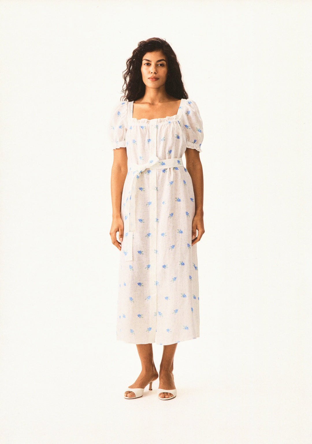 Brigitte Linen Midi Dress in Linum Brigitte Linen Midi Dress in Linum