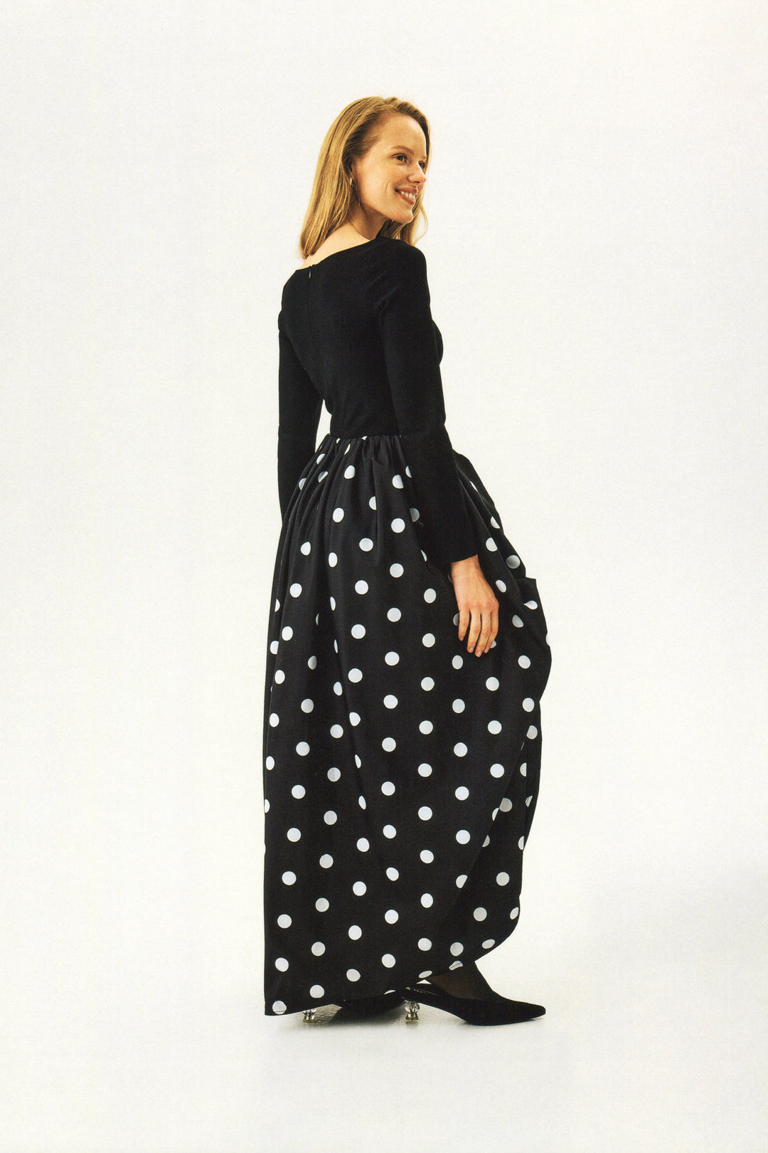 Aurora Maxi Dress in Black Polka Dot