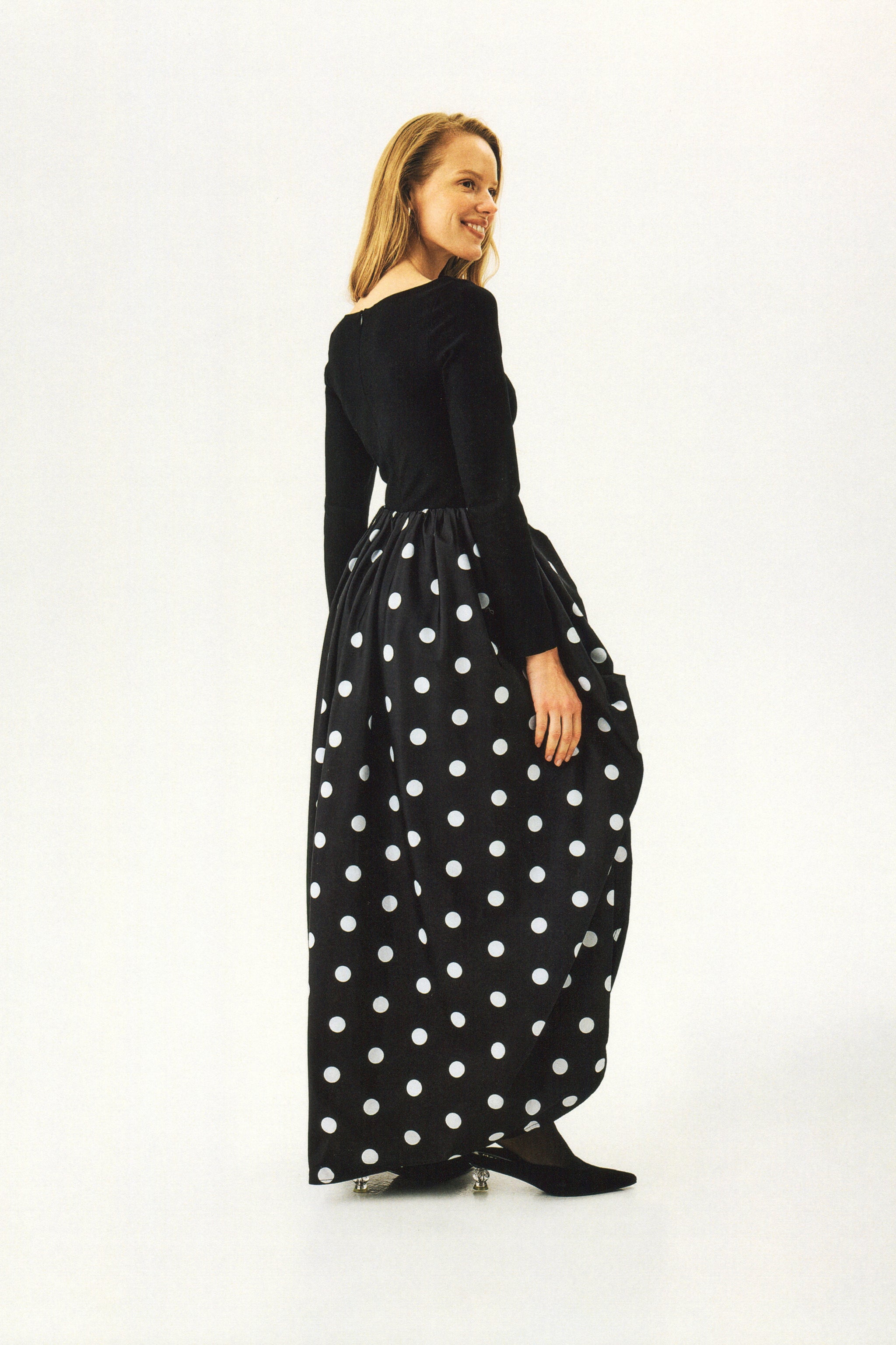 Aurora Maxi Dress in Black Polka Dot