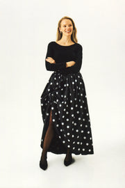 Aurora Maxi Dress in Black Polka Dot