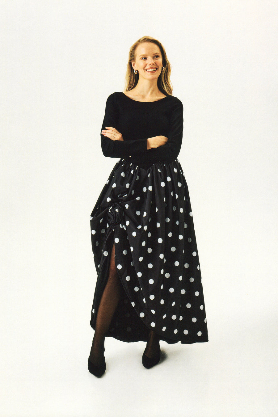 Aurora Maxi Dress in Black Polka Dot