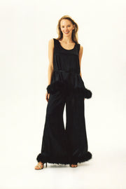 Bisou Bisou Pants with Feathers in Black