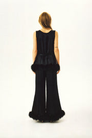 Bisou Bisou Pants with Feathers in Black