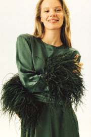 Suzi Maxi Dress with Detachable Feathers in Green