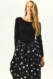 Aurora Maxi Dress in Black Polka Dot