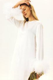 Suzi Maxi Dress With Detachable Feathers in White