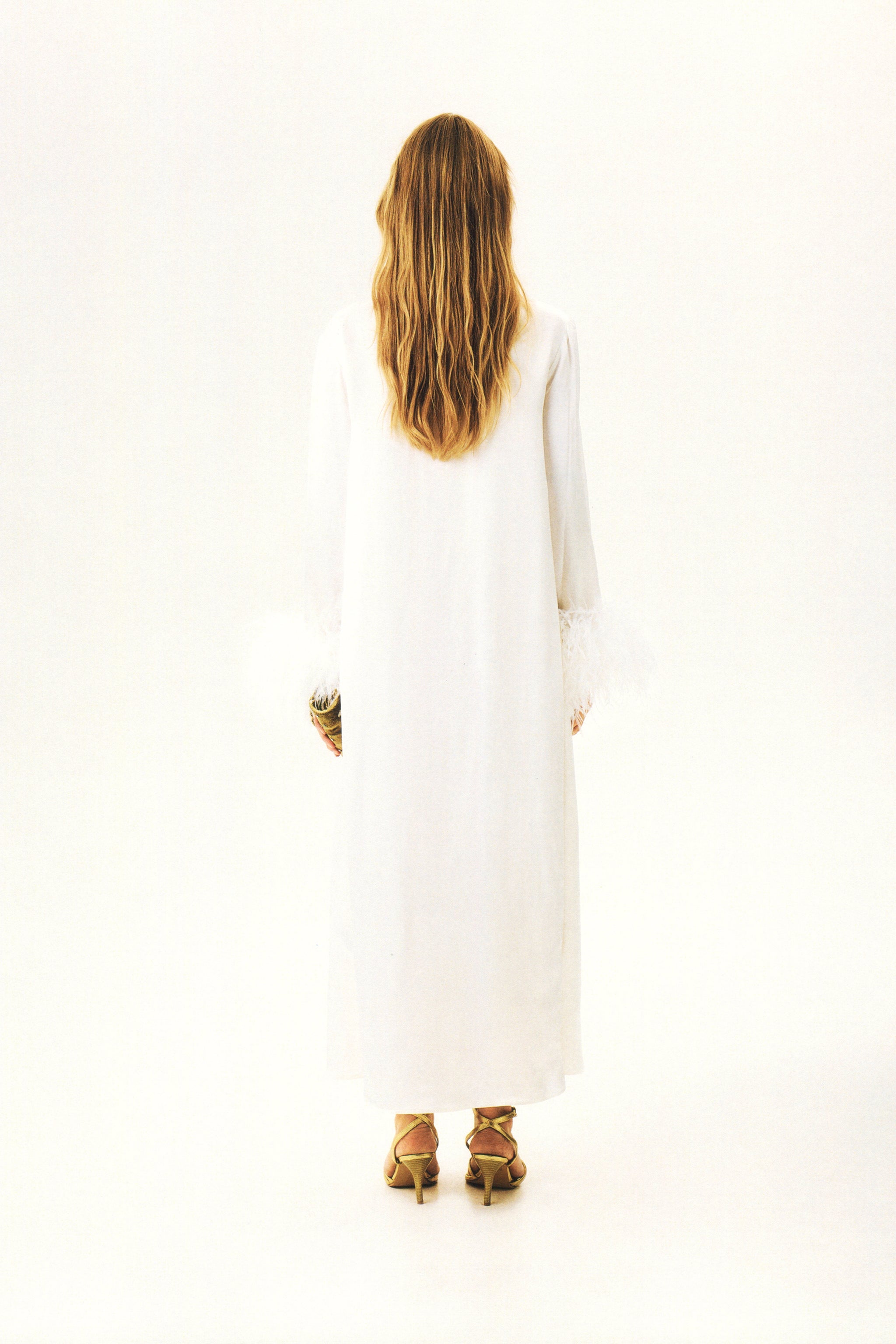 Suzi Maxi Dress With Detachable Feathers in White