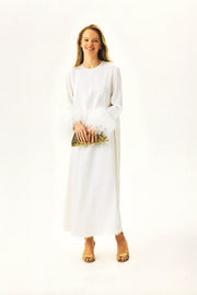 Suzi Maxi Dress With Detachable Feathers in White