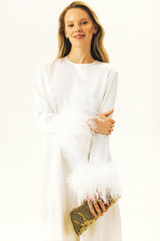 Suzi Maxi Dress With Detachable Feathers in White