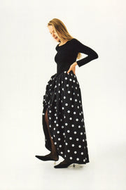 Aurora Maxi Dress in Black Polka Dot