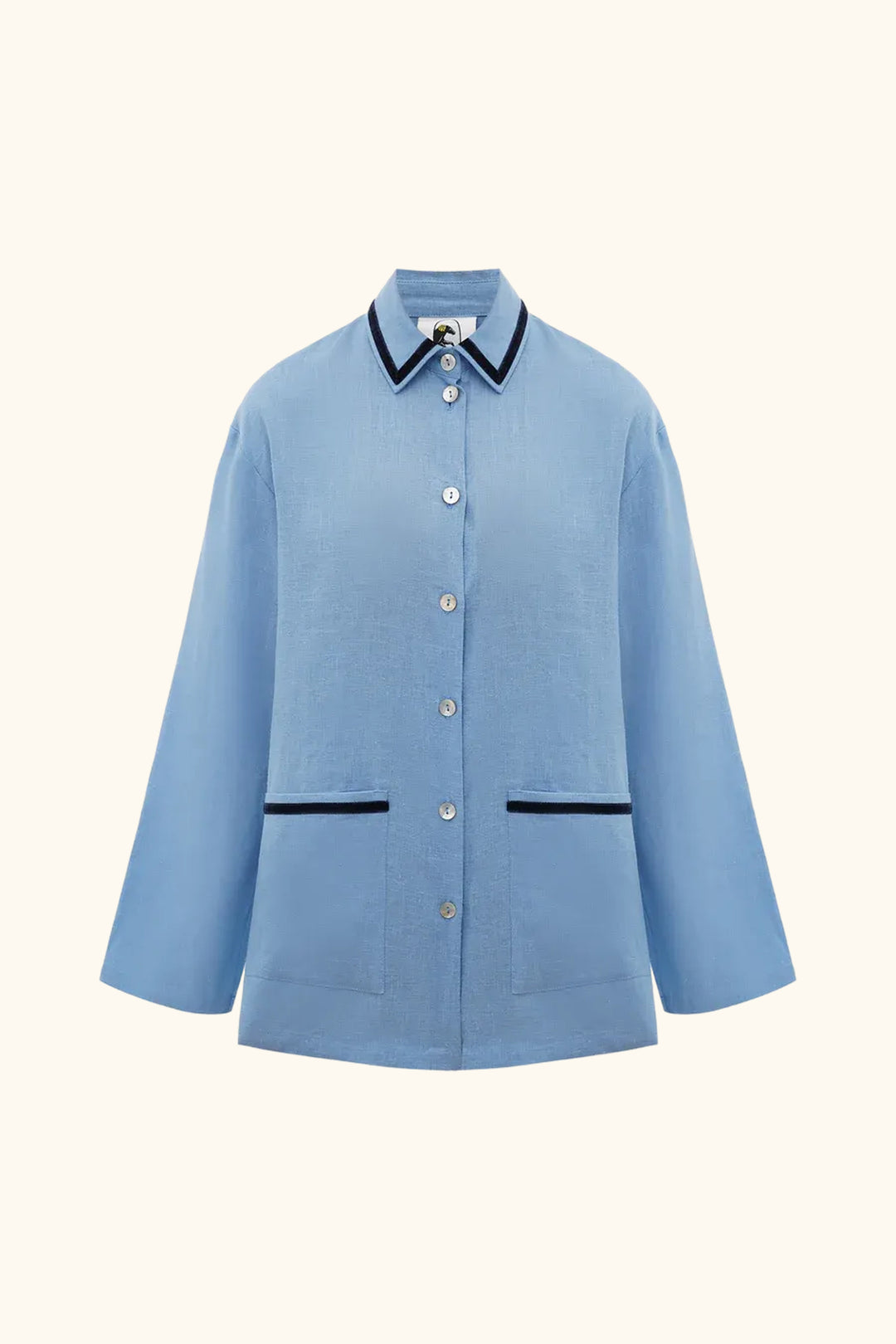 Paros Linen Unisex Pajama Shirt in Blue