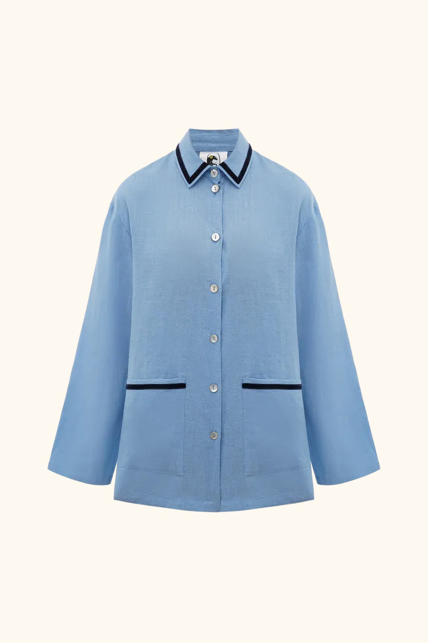 Paros Linen Unisex Pajama Shirt in Blue