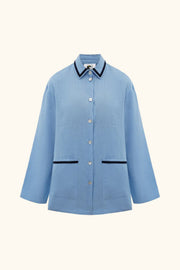 Paros Linen Unisex Pajama Shirt in Blue