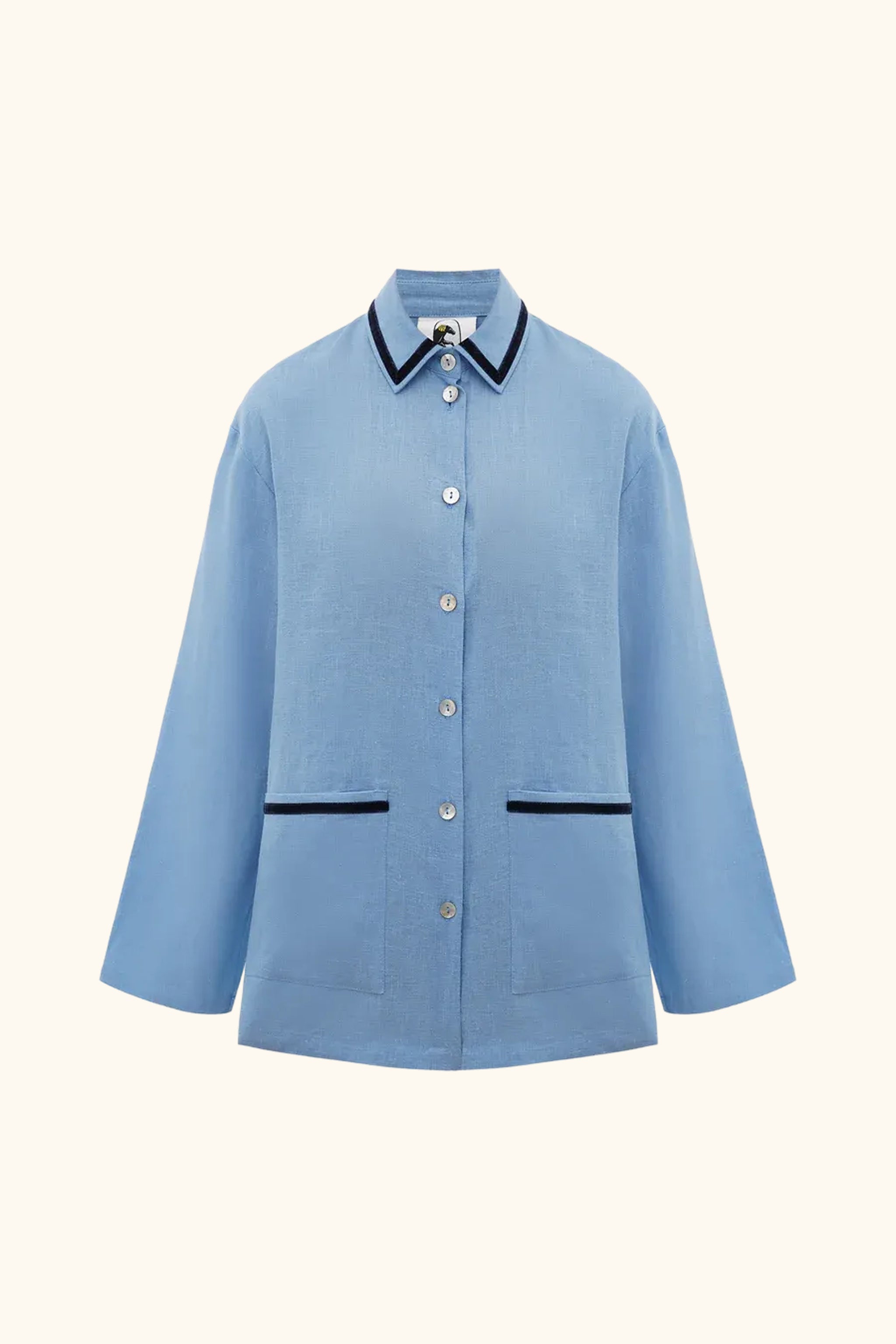 Paros Linen Unisex Pajama Shirt in Blue