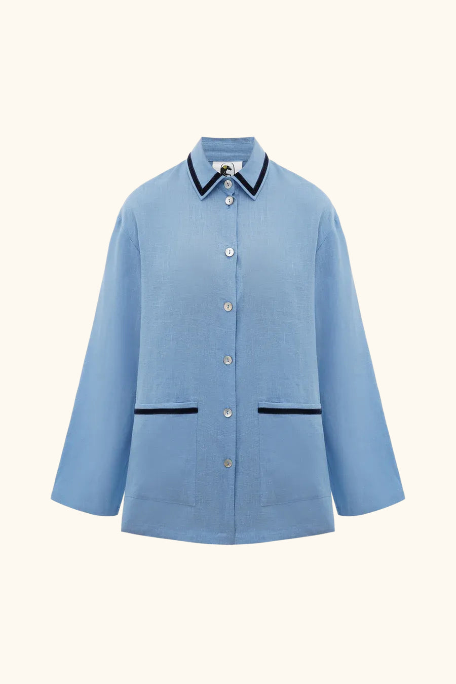 Paros Linen Unisex Pajama Shirt in Blue