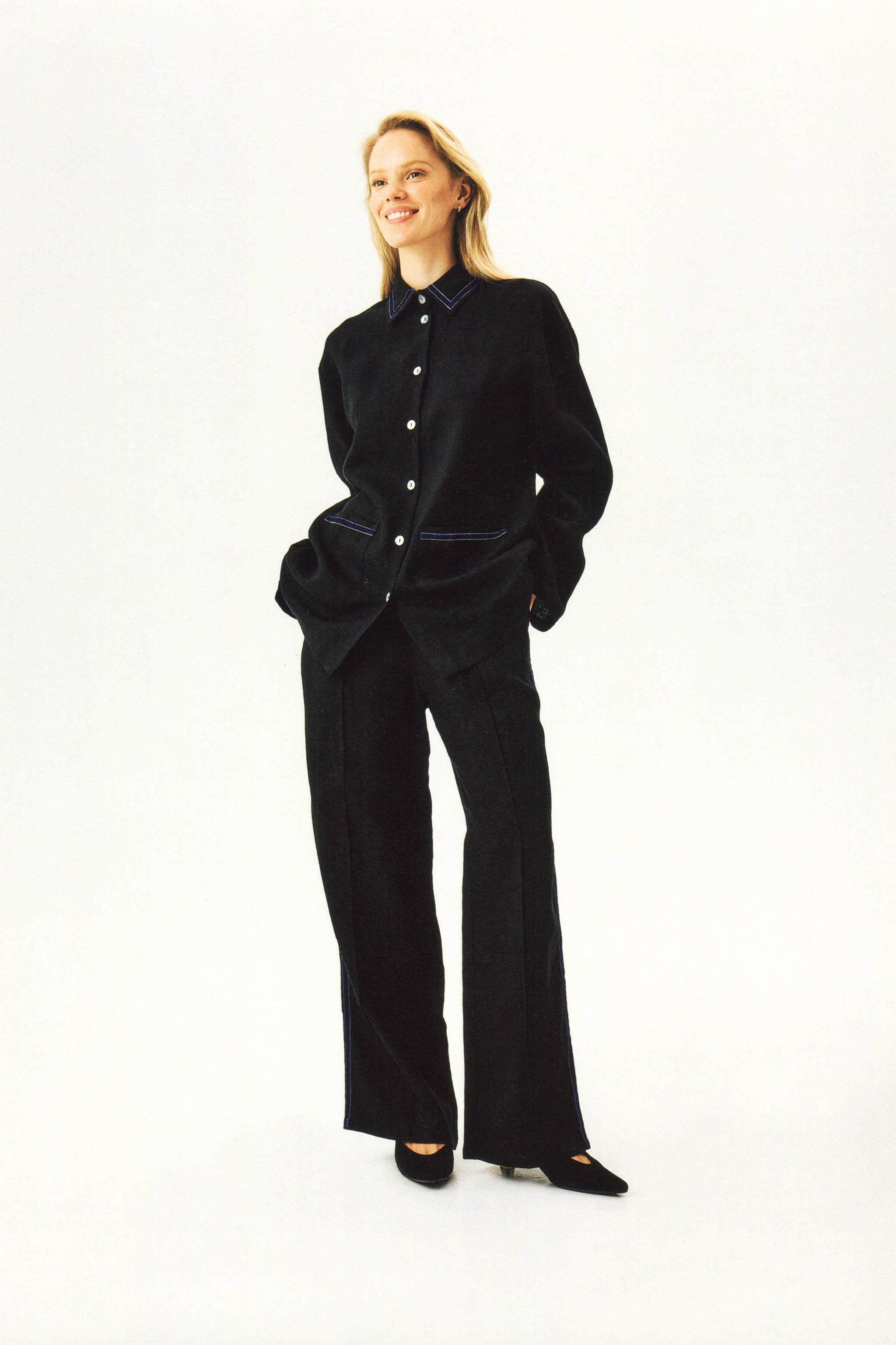 Paros Linen Unisex Pajama Pants in Black