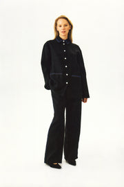 Paros Linen Unisex Pajama Shirt in Black