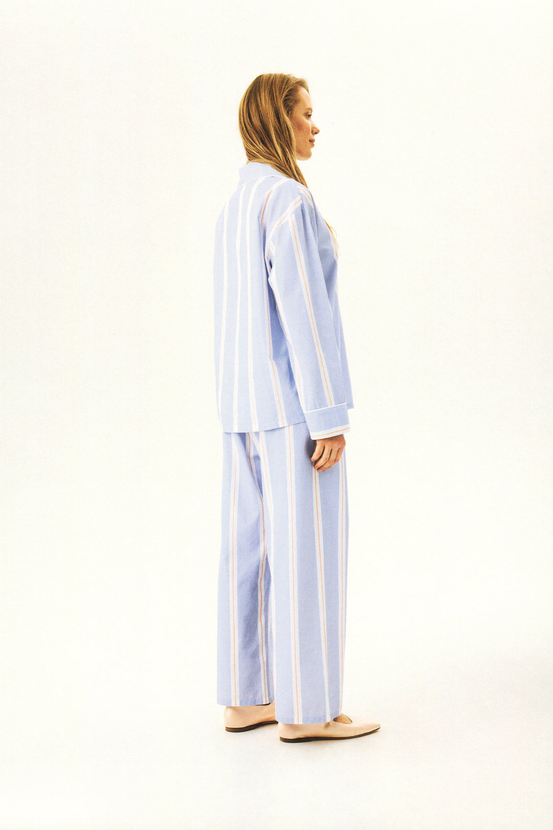 The Rose Cotton Pajama Set in Blue Stripes